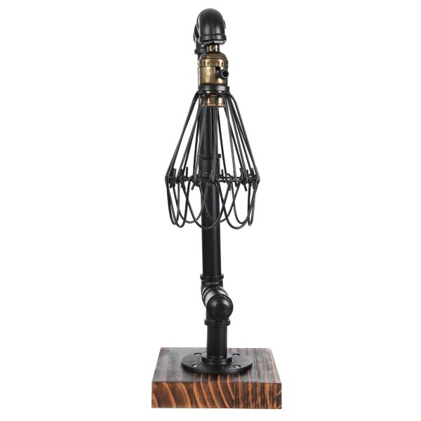 CNCEST Lámpara de escritorio de madera, vintage, metal, lámpara de mesa retro industrial
