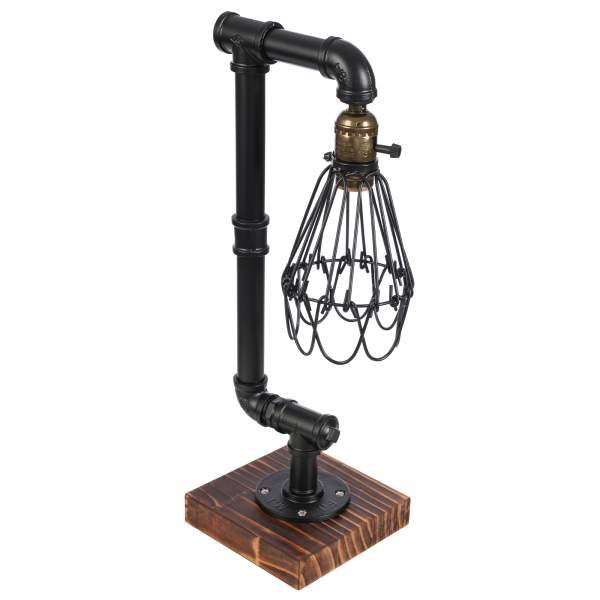 CNCEST Lámpara de escritorio de madera, vintage, metal, lámpara de mesa retro industrial