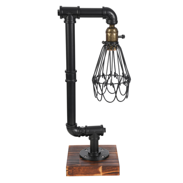 CNCEST Lámpara de escritorio de madera, vintage, metal, lámpara de mesa retro industrial