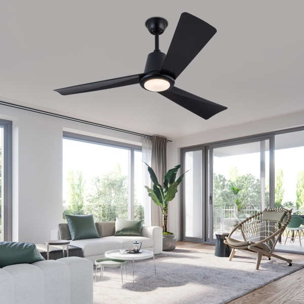 Lámpara de ventilador de techo con control remoto, Lámpara de ventilador de techo moderna negra