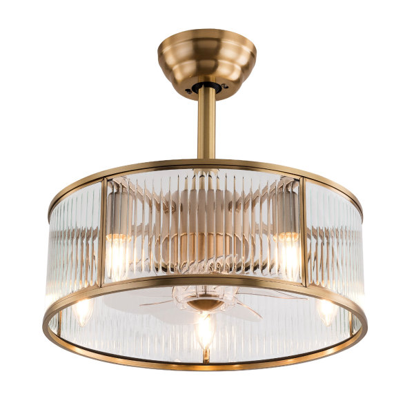 Ventilador de techo de 45 cm con jaula y control remoto, lámpara de techo industrial dorada de 5 luces para cocina, comedor e isla. Ventilador de techo de 45 cm con jaula y control remoto, lámpara de techo industrial dorada de 5 luces para cocina, comedor e isla.