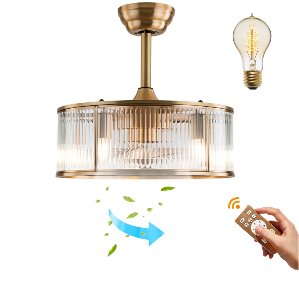 Ventilador de techo de 45 cm con jaula y control remoto, lámpara de techo industrial dorada de 5 luces para cocina, comedor e isla. Ventilador de techo de 45 cm con jaula y control remoto, lámpara de techo industrial dorada de 5 luces para cocina, comedor e isla.