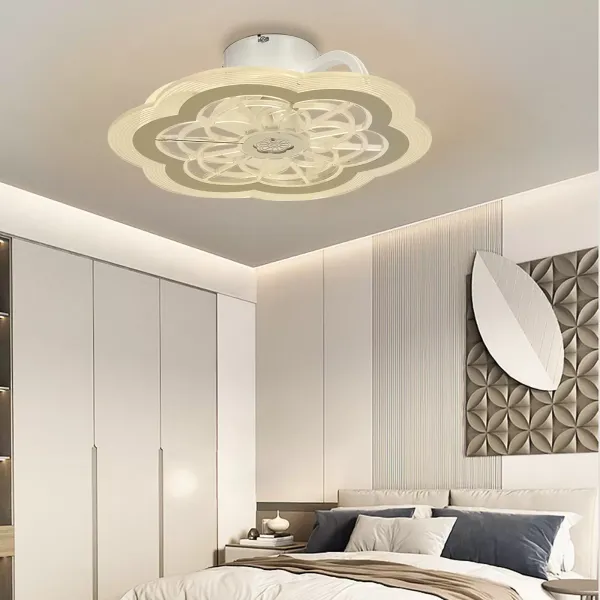 Ventilador de techo con iluminación y control remoto, LED silencioso con temporizador, velocidad del viento y temperatura de color ajustables