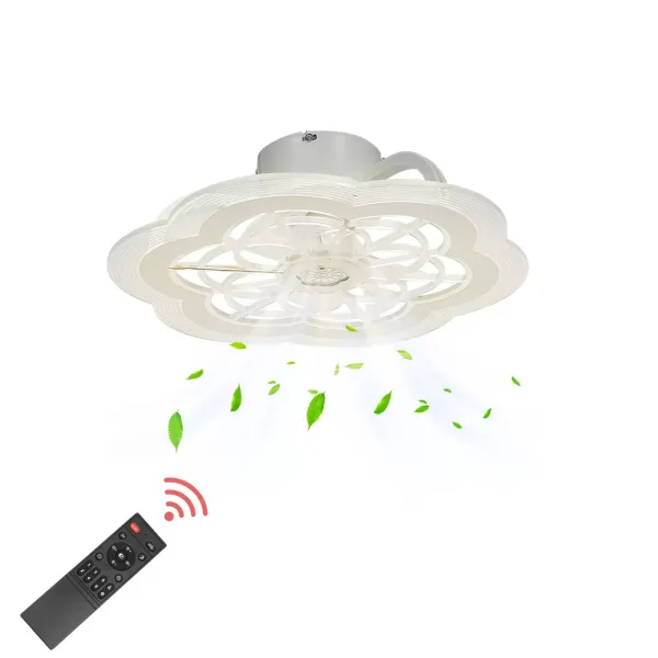 Ventilador de techo con iluminación y control remoto, LED silencioso con temporizador, velocidad del viento y temperatura de color ajustables