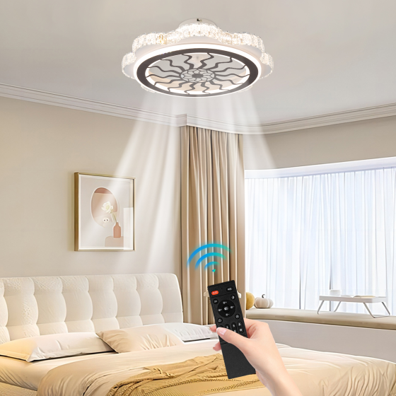 Lámpara de techo LED con ventilador, moderna lámpara de techo ventilador, silenciosa con mando a distancia