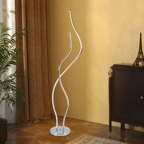 Lámpara de pie, Lámpara en espiral, Lámpara de pie LED altura 1.3m, plata