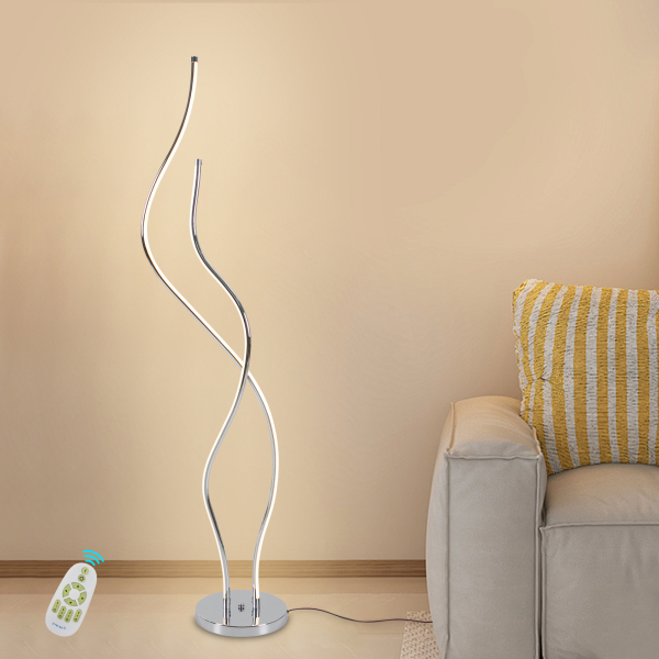 Lámpara de pie, Lámpara en espiral, Lámpara de pie LED altura 1.3m, plata