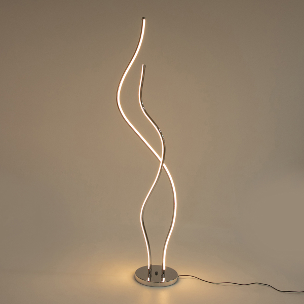 Lámpara de pie, Lámpara en espiral, Lámpara de pie LED altura 1.3m, plata