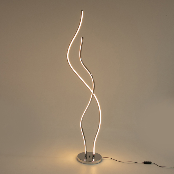 Lámpara de pie de 51,18 pulgadas Lámpara de pie en espiral LED con cable de alimentación de base estable Plata