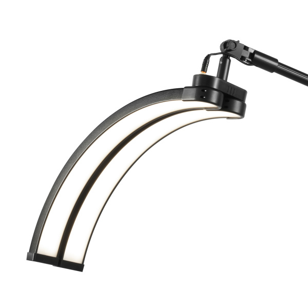 Lámpara de media luna negra de 71 cm y 40 W con soporte para teléfono, ajustable.