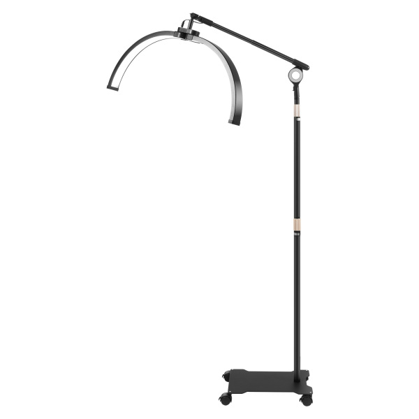 Lámpara de media luna negra de 71 cm y 40 W con soporte para teléfono, ajustable.