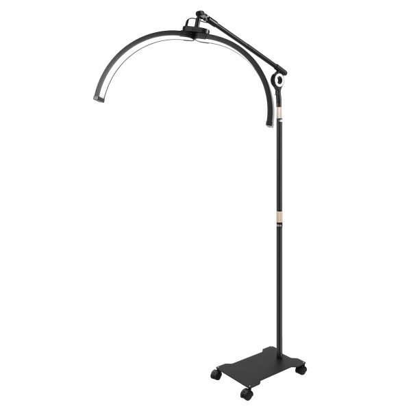 Lámpara de media luna negra de 71 cm y 40 W con soporte para teléfono, ajustable. Lámpara de media luna negra de 71 cm y 40 W con soporte para teléfono, ajustable.