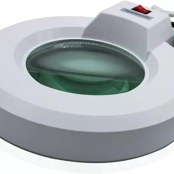 Lámpara con lupa LED de 24 W, luz fría, 5 dioptrías con lupa de pie, con soporte y ruedas, objetivo giratorio de 360 grados para esteticistas