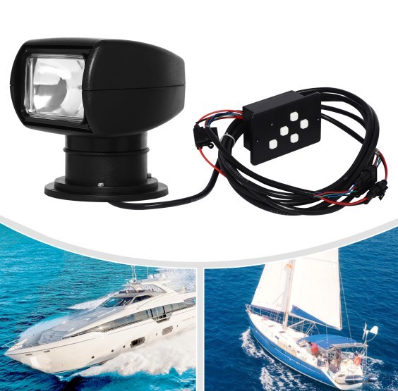 Reflector para yates 12V 100W, reflector con control remoto, foco marino, negro