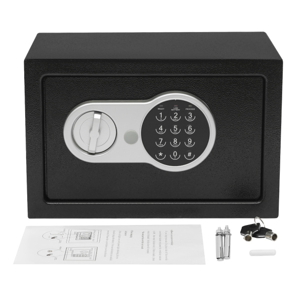 Caja de seguridad de 31 x 20 x 20 cm, caja de seguridad, caja de seguridad con cerradura digital y llaves para dormitorios, salas de estar