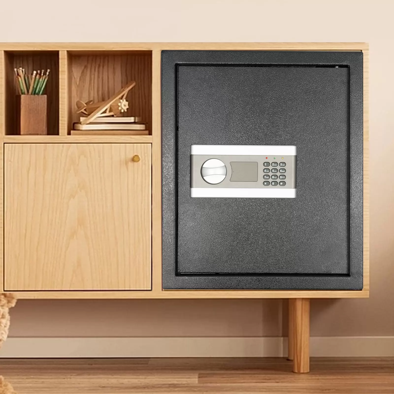 Caja fuerte electrónica de seguridad ignífuga con contraseña de emergencia, cerradura de pared con cerradura de combinación para joyas, efectivo