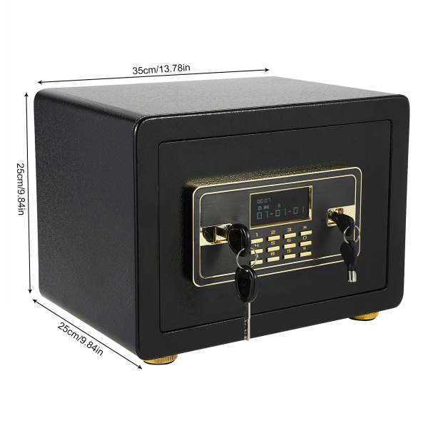 Caja fuerte, 35*25*25cm caja fuerte electrónica con bolsa de dinero, caja fuerte digital para el hogar con teclado, luz LCD