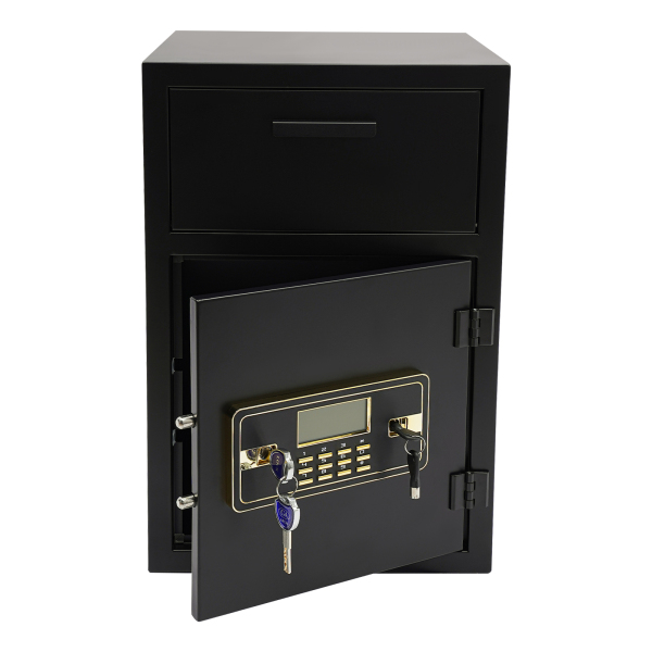 Caja fuerte para dinero y correo, Caja fuerte para depósito de efectivo, Capacidad: 0.037m³/1.31ft³, 35.2*35.2*55cm, Negro