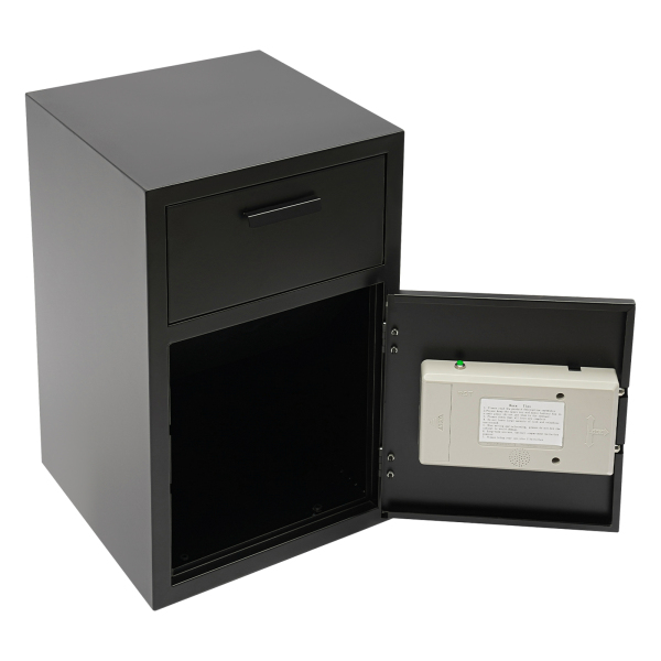 Caja fuerte para dinero y correo, Caja fuerte para depósito de efectivo, Capacidad: 0.037m³/1.31ft³, 35.2*35.2*55cm, Negro
