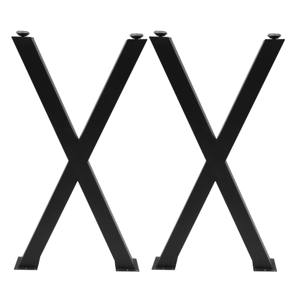 Juego de 2 patas de mesa de acero para mesa de comedor escritorio mesa de centro estructura en forma de X color negro