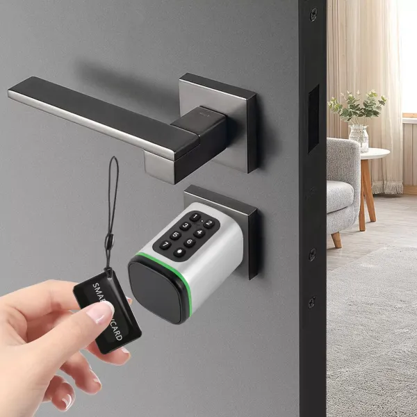 Cerradura electrónica con código para puerta, cerradura de cilindro inteligente con interfaz de emergencia, color blanco