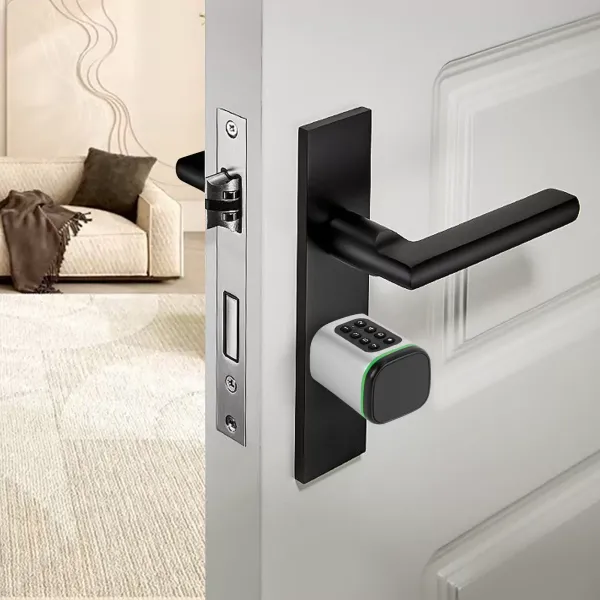 Cerradura electrónica con código para puerta, cerradura de cilindro inteligente con interfaz de emergencia, color blanco
