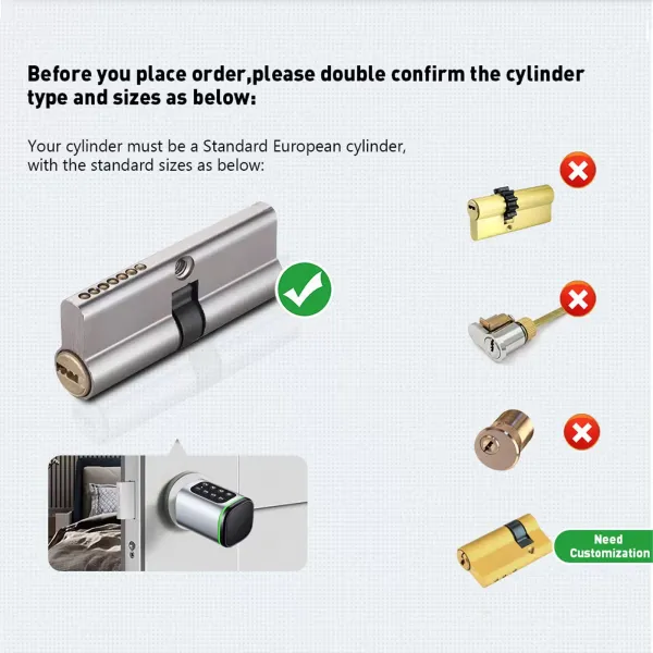 Cerradura electrónica con código para puerta, cerradura de cilindro inteligente con interfaz de emergencia, color blanco