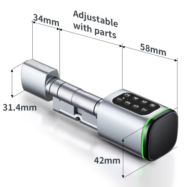 Cerradura electrónica con código para puerta, cerradura de cilindro inteligente con interfaz de emergencia, color blanco