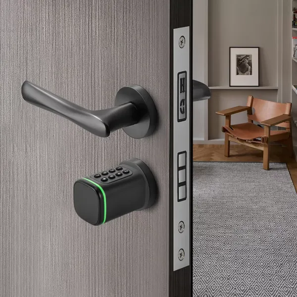 Cerradura electrónica, con código para puerta delantera para hogar inteligente, cerradura de cilindro inteligente con interfaz de emergencia