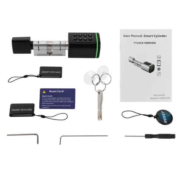 Cerradura electrónica, con código para puerta delantera para hogar inteligente, cerradura de cilindro inteligente con interfaz de emergencia