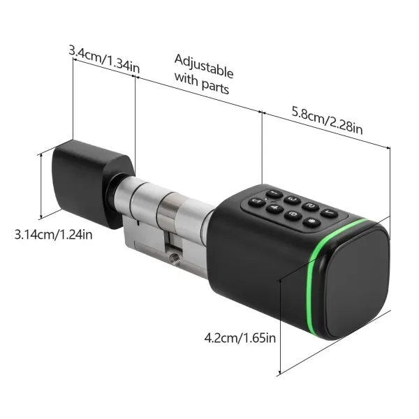 Cerradura electrónica, con código para puerta delantera para hogar inteligente, cerradura de cilindro inteligente con interfaz de emergencia