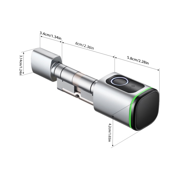Cilindro de cerradura de reemplazo de cerradura de huella digital inteligente, cilindro de cerradura de cerradura dividida de puerta de madera, blanco
