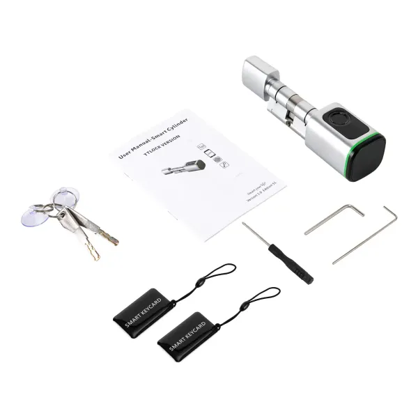 Cilindro de cerradura de reemplazo de cerradura de huella digital inteligente, cilindro de cerradura de cerradura dividida de puerta de madera, blanco