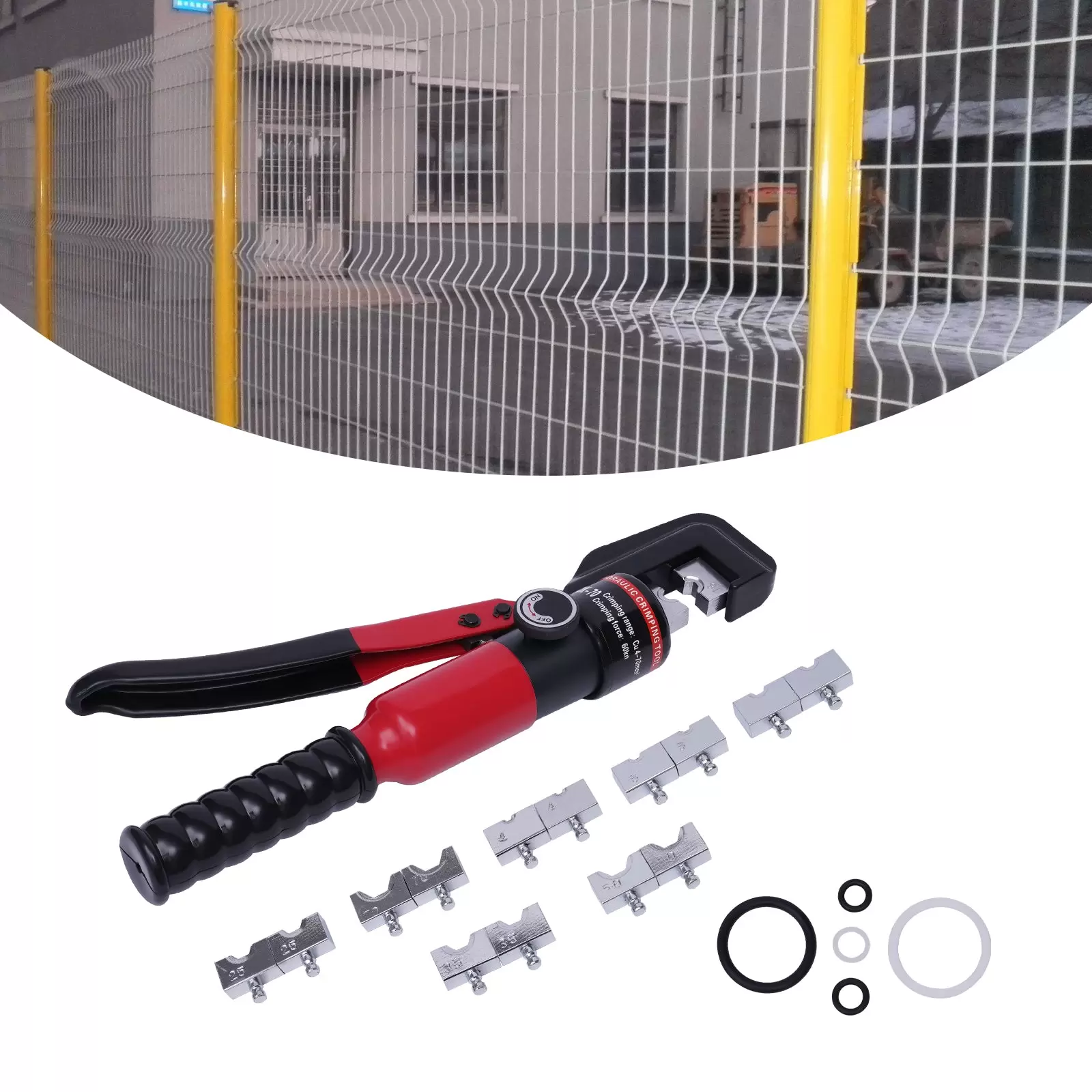 6 T - Alicates de prensado hidráulicos para prensar (4-70 mm², alicates con 8 pares de este, mango aislado cromado, carcasa de acero