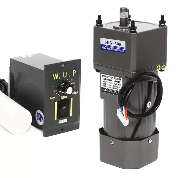 CNCEST Motor eléctrico de engranaje, CA 90 W, 220 V, monofásico, par alto, ajustable con regulador de velocidad, 1:50 (50 K), 27 U/min