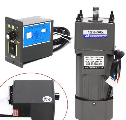CNCEST Motor eléctrico de engranaje, CA 90 W, 220 V, monofásico, par alto, ajustable con regulador de velocidad, 1:50 (50 K), 27 U/min