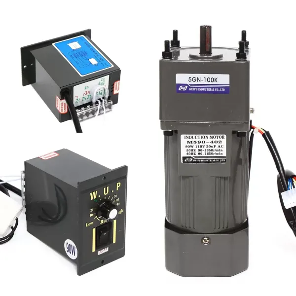 Motor eléctrico de engranaje, CA 90 W, 220 V, monofásico, par alto, ajustable con regulador de velocidad, 1:100 (100 K), 13,5 U/min