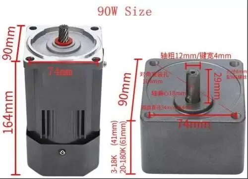 Motor eléctrico de engranaje, 90 W, 220 V CA, motor asíncrono monofásico + regulador de velocidad (5 K)