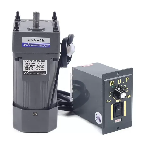 Motor eléctrico de engranaje, 90 W, 220 V CA, motor asíncrono monofásico + regulador de velocidad (5 K)