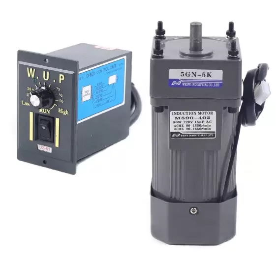 Motor eléctrico de engranaje, 90 W, 220 V CA, motor asíncrono monofásico + regulador de velocidad (5 K)