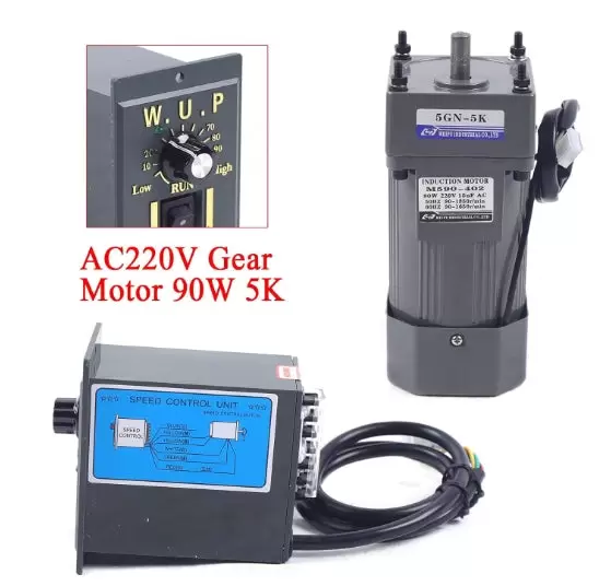 Motor eléctrico de engranaje, 90 W, 220 V CA, motor asíncrono monofásico + regulador de velocidad (5 K)