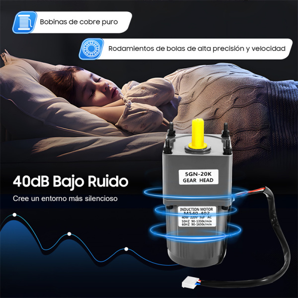 0-1400 Reductor de velocidad Motor de engranajes AC 220 V 40 W Inverter Motor de engranajes asíncrono monofásico Motor de alto par