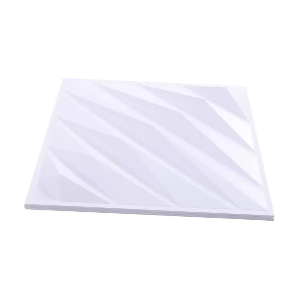 Paneles de pared 3D, 50 x 50 cm, PVC, 12 unidades, resistentes al agua, para dormitorio, salón (blanco mate)