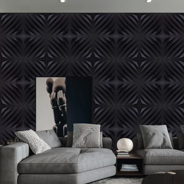 Paneles de pared 3D, 50 x 50 cm, PVC, 12 unidades, resistentes al agua, para dormitorio, salón (negro mate) Paneles de pared 3D, 50 x 50 cm, PVC, 12 unidades, resistentes al agua, para dormitorio, salón (negro mate)