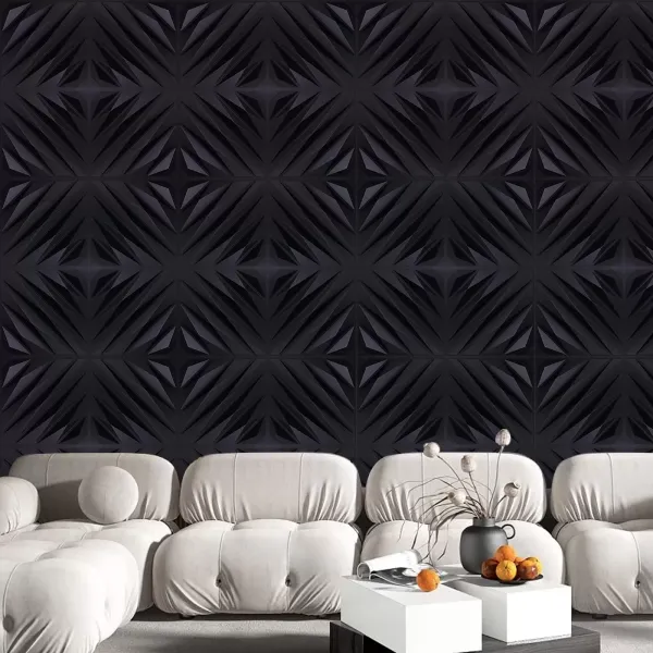Paneles de pared 3D, 50 x 50 cm, PVC, 12 unidades, resistentes al agua, para dormitorio, salón (negro mate) Paneles de pared 3D, 50 x 50 cm, PVC, 12 unidades, resistentes al agua, para dormitorio, salón (negro mate)