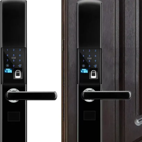 Smart - Cerradura electrónica para puerta con lector de huellas dactilares, color negro