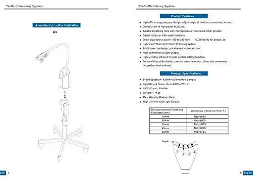 Sistema de blanqueamiento de dientes modal actualizado, 4 luces LED, máquina de blanqueamiento, acelerador de belleza con manual de operación