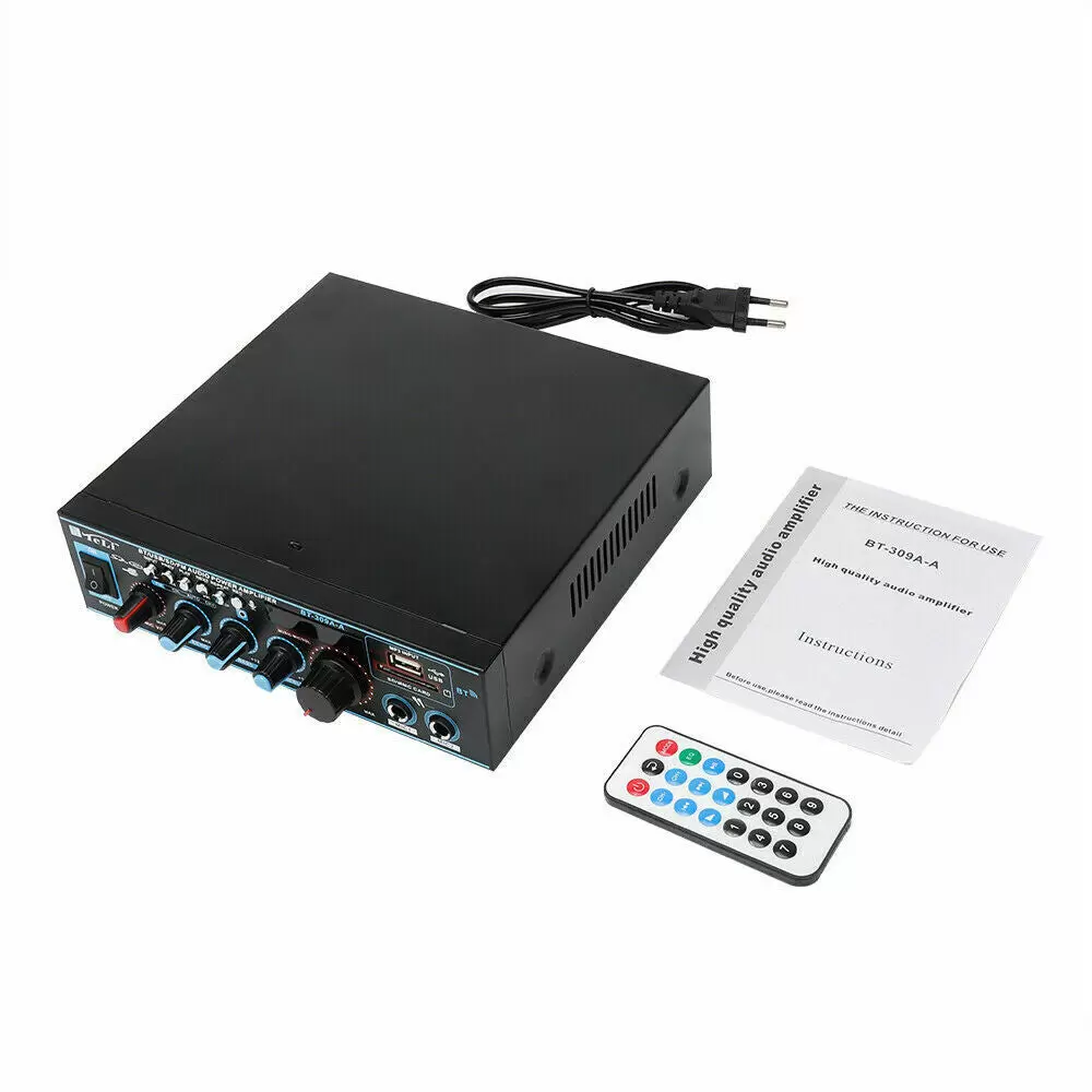 Amplificador estéreo Hi-Fi con Bluetooth, amplificador digital de audio FM