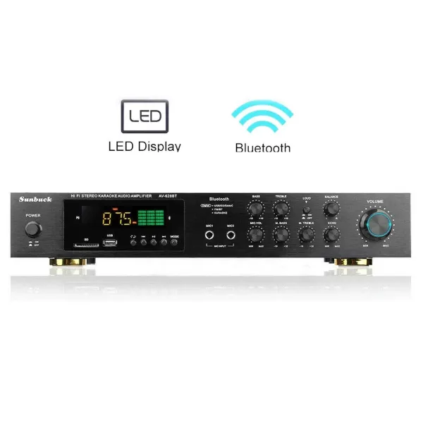 CNCEST Amplificador de potencia Hi-Fi Mini Bluetooth (600 W, 4.2 FM/AM, canal de audio)
