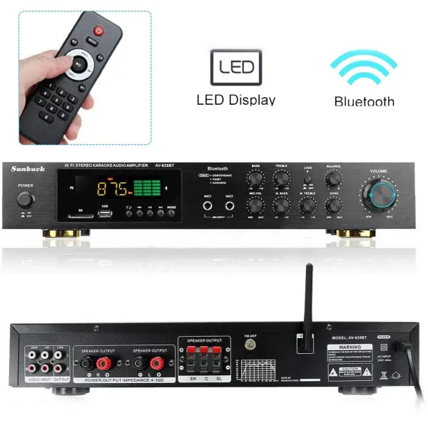 CNCEST Amplificador de potencia Hi-Fi Mini Bluetooth (600 W, 4.2 FM/AM, canal de audio) CNCEST Amplificador de potencia Hi-Fi Mini Bluetooth (600 W, 4.2 FM/AM, canal de audio)